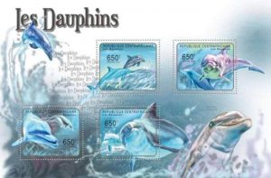 Central Africa - Dolphins - 4 Stamp  Sheet - 3H-059