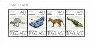 2013 TOGO MNH. EXTINCT SPECIES.  Y&T Code: 3417-3420  |  Michel Code: 5156-5159