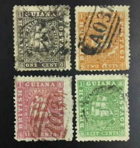 MOMEN: BRITISH GUIANA SG#51-52,54,56 1863 THIN PPR P12.5-13 USED £205 LOT #63224