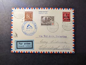 1937 Finland Airmail FFC First Flight Cover Helsinki to Sweden via Palestine