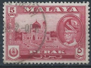 Perak 1957 - 5c carmine-lake - SG93 used