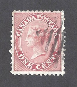 Canada # 14 VF USED 1c ROSE QUEEN VICTORIA PERF 12 BS27319