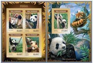 MOZAMBIQUE 2014 2 SHEETS m14221ab PANDA BEARS WILDLIFE