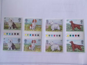 1979 Dogs Set of 4 in Unfolded Traffic Light Gutter Pairs Superb U/M