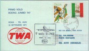 82975 - ITALY  - Postal History - FIRST FLIGHT: Roma \ Tel Aviv  # 815 CA  1971