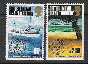 BRITISH INDIAN OCEAN TERR SG56/7 1974 NORDVAER TRAVELLING POST  MNH