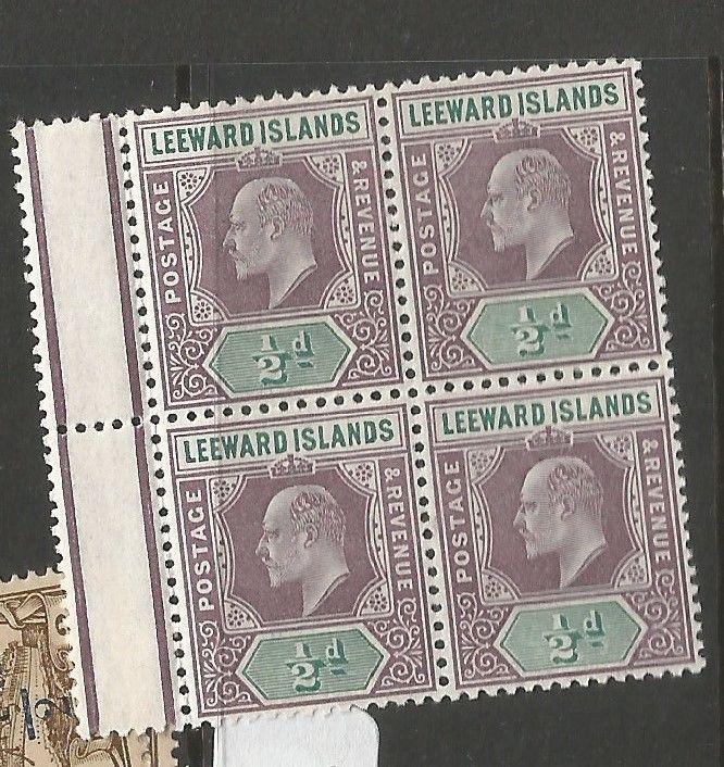 Leeward Islands SG 20 CA Block of 4 MNH (11cpq)