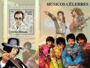 Pop Stars Stamp Elton John Michael Jackson F. Zapa The Beatles S/S MNH