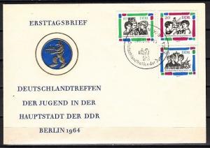 German Dem. Rep. Scott cat. 695-97. Youth Music & Sports issue. First day cover.