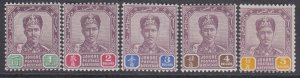 SG 49-53 Johore 1886. $1-$5. Fine fresh unmounted mint examples CAT £375