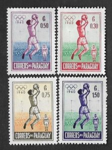 SE)1960 PARAGUAY  FROM THE SPORTS SERIES, PARAGUAY OLYMPIC GAMES, 4 MINT STAMPS