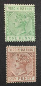 MOMEN: VIRGIN ISLANDS SG #24-25 1879-80 CROWN CC MINT OG H £200 LOT #64223