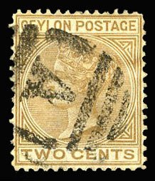 Ceylon #74 (SG 133) Cat£70, 1872 2c brown, used, thin