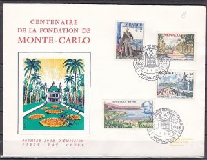 Monaco, Scott cat. 631-634 only. Founding Monte Carlo. Large First day cover. ^