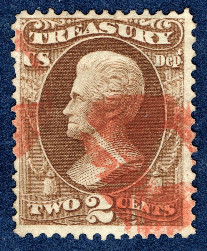 [0918] 1873 Scott#O73 used 2¢ brown Red fancy cv :$18