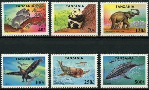 Tanzania Fauna Wildlife Wild Animal Elephant Panda Koala Serie Set of 6 Stamps M 