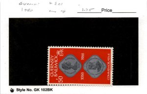 Guernsey, Postage Stamp, #201 Mint NH, 1980 Coins on Stamps (AB)