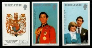 BELIZE SG614/6imp 1981 ROYAL WEDDING IMPEF MNH