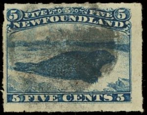 SC#40 Newfoundland 1876, Harp Seal 5C Blue Stamp, F-VF Used