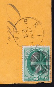 1870 ORANGE COVER SCOTT #147 SON FANCY CANCEL ⭐ CIRCLE OF WEDGES ⭐ ERIE PA