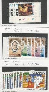 Grenada, Postage Stamp, #684-90, 827-32 Mint NH, 1063-71 Hinged Disney, JFZ