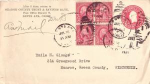 United States California Santa Ana 1927 numeral duplex  2c Washington Fourth ...