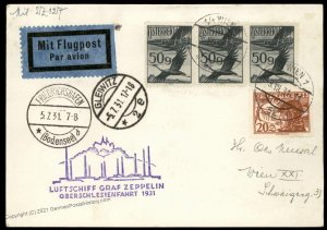 Austria Germany 1931 Graf Zeppelin Si115 Oberschlesienfahrt Silesia Cover 99807