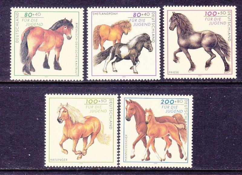 Germany B813-17 MNH 1997 Various Types of Horses & Ponies Full Set