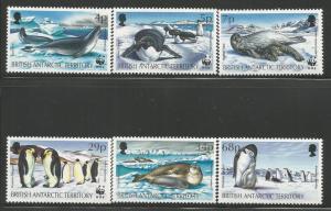 BRITISH ANTARCTIC TERRITORY 192-197 MNH SEALS AND PENGUINS SET 1992