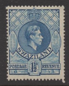 SWAZILAND;  1938 early GVI issue fine Mint hinged 1.5d. value