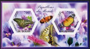 Chad 2014 Butterflies #5 imperf sheetlet containing two h...