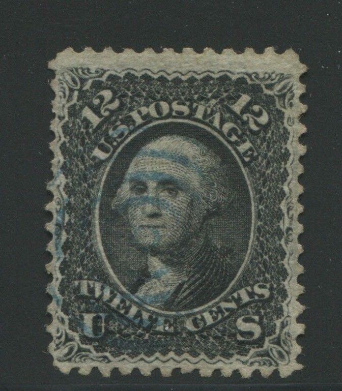 1868 United States Postage Stamp #85E Used F/VF Blue Cancel Z. Grill Certified