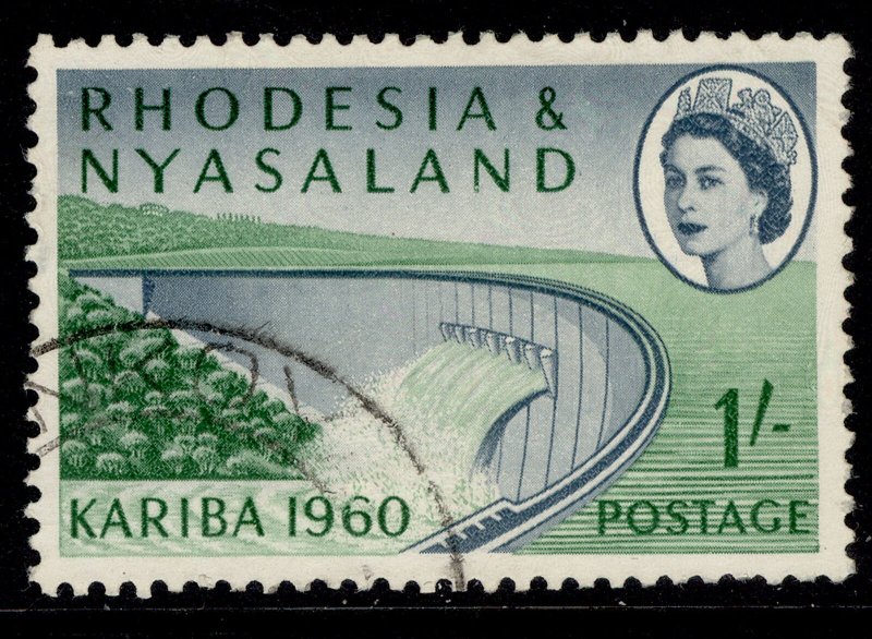 RHODESIA & NYASALAND QEII SG34, 1s slate-blue & green, FINE USED. 