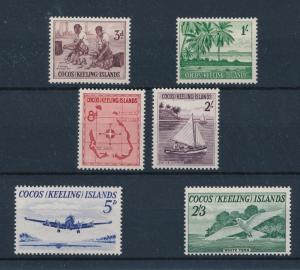 [48582] Cocos Keeling Islands 1963 Definitives Boat Plane Bird MLH