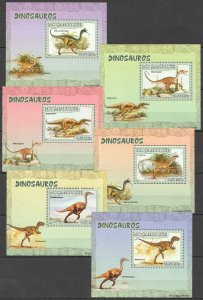 B1380 2007 Mozambique Fauna Reptiles Dinosaurs 6 Lux Bl Mnh