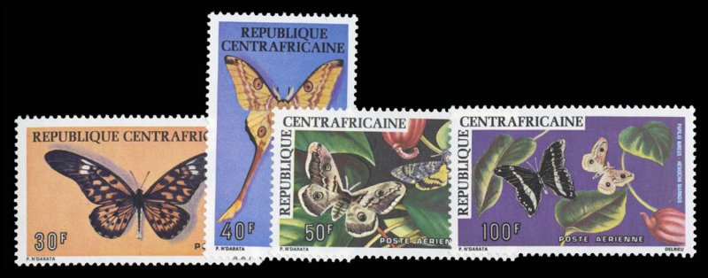 Central African Republic #253-254, C145-146 Cat$31, 1976 Butterflies, set of ...