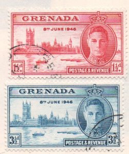 Grenada Sc 143-144 1946 Peace stamp set used