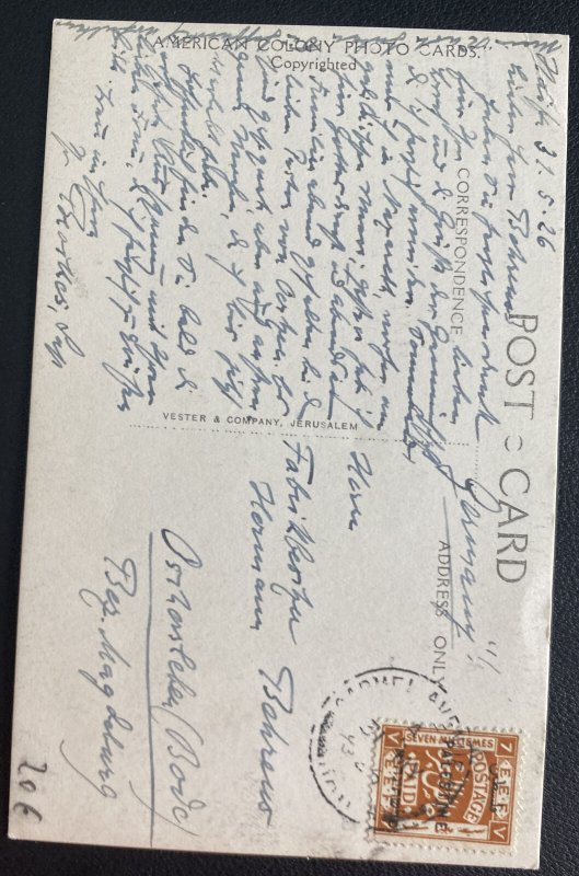 1932 Haifa Palestine Real Picture Postcard Cover To Magdeburg Germany Fifth Stat