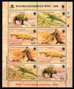 Indonesia 2000 Komodo Dragon - WWF Mint MNH Miniature Sheet SC 1914a