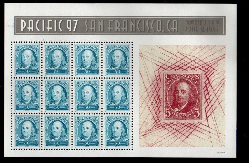 ALLY'S US Plate Block Scott #3139-40 50c & 60c Pacific '97 S/S MNH F/VF [P21-2]