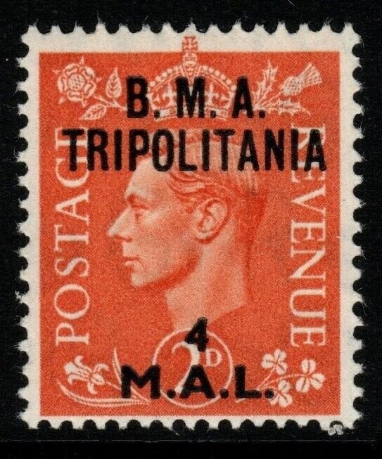 B.O.I.C.-TRIPOLITANIA SGT4 1948 4l on 2d PALE ORANGE MTD MINT 