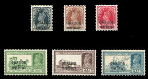 Indian States - Patiala #90/96 Cat$126, 1938-40 George VI, 3p-6a, complete ex...