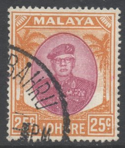 Malaya Johore Scott 143 - SG142, 1949 Sultan 25c used