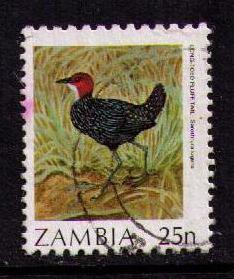 ZAMBIA Sc# 377 USED FVF Long Toed Fluff Tail Bird 25n