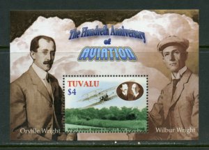 TUVALU 100th ANNIVERSARY OF AVIATION TO THE SPACE AGE  WRIGHT BROS S/S  MINT NH