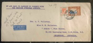 1941 Victoria Hong Kong Cover To Melbourne Australia Via Airmail - Rangoon CNAC