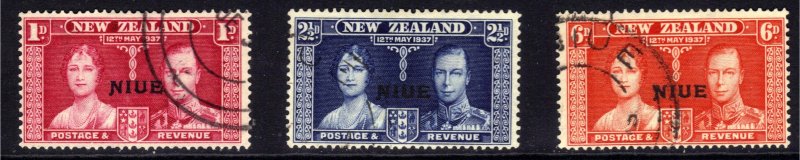 Niue 1937 KGV1 Set Coronation Used SG 72  74 ( J216 )