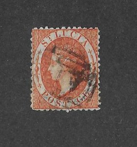 St Lucia Sc #10  1sh deep orange used FVF