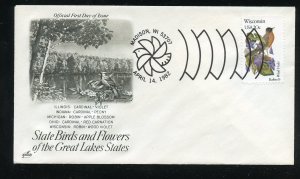 US 2001 Wisconsin Robin Wood Violet UA ArtCraft cachet FDC 