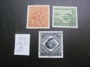 LIECHTENSTEIN 1953 USED  SC 274-276 SET XF $55 (178)